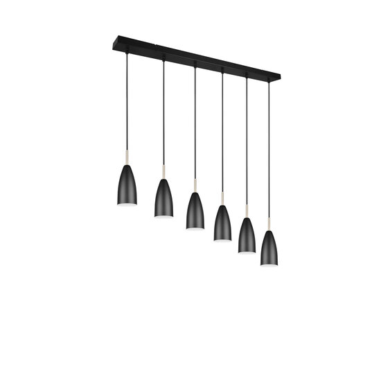 Trio Lighting Farin, suspension élégante et orientable avec 6xE14, en noir mat, max. 25W par douille, IP20