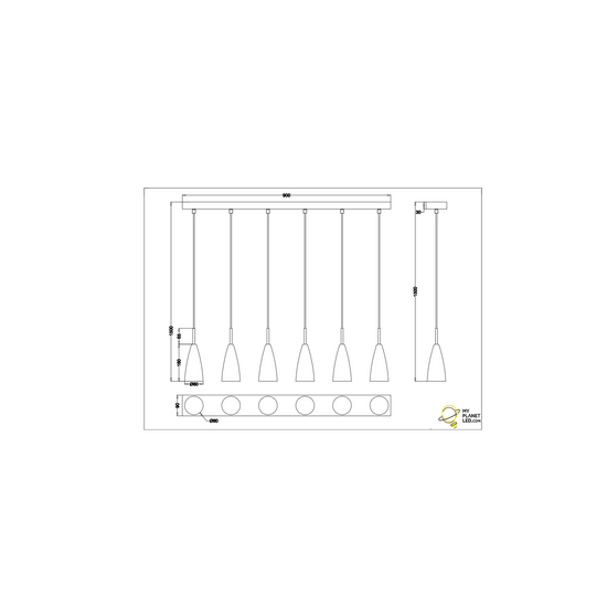 Trio Lighting Farin, elegante höhenverstellbare Pendelleuchte mit 6xE14-Fassung in Mattschwarz, max. 25W pro Fassung, IP20
