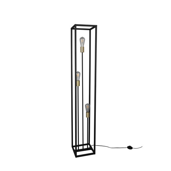 Vito lámpara de pie de metal negro mate, casquillo 3x E27 máx. 10W, dimensiones 153 x 25 x 25 cm, bombilla no incluida, IP20