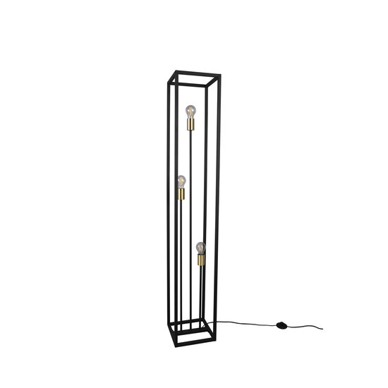 Vito lampadaire en métal noir mat, douille 3x E27 max 10W, dimensions 153 x 25 x 25 cm, ampoule non incluse, IP20
