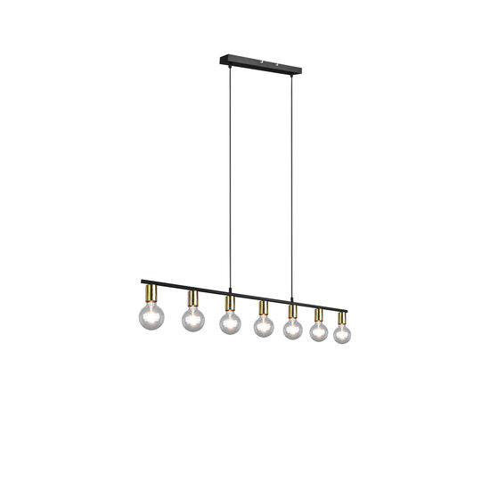 Vannes pendant lamp in matt brass metal with 7 x E27 fitting, max. 40W, IP20, 110.5 x 150 x 8.5 cm