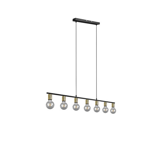 Vannes Hängelampe aus mattem Messing-Metall mit 7 x E27-Fassung, max. 40W, IP20, 110,5 x 150 x 8,5 cm