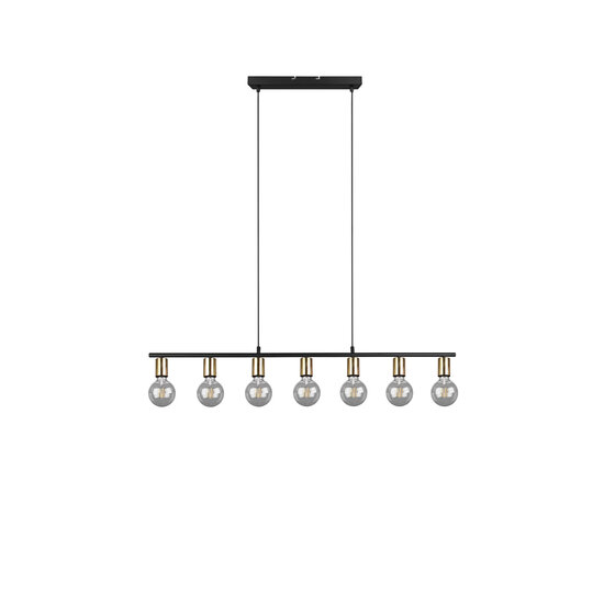 Vannes Hängelampe aus mattem Messing-Metall mit 7 x E27-Fassung, max. 40W, IP20, 110,5 x 150 x 8,5 cm