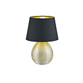 Lampe de table Luxor de Trio Lighting en céramique, noire à finition dorée. Culot E27, max 60W, hauteur 35 cm, diamètre 24 cm.