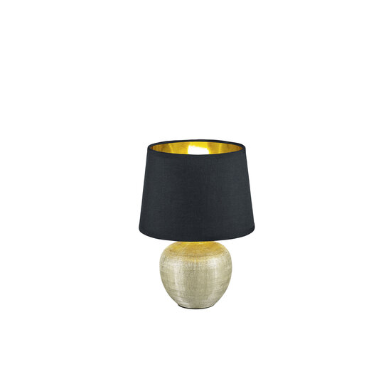 Petite lampe de table en céramique noir/or, culot E14 max 40W, IP20, hauteur 26 cm - ampoule non incluse