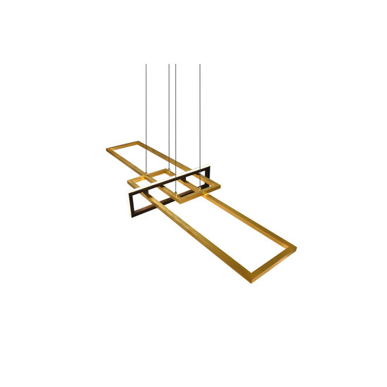 Trio Lighting Salinas, lámpara colgante orientable futurista en latón mate, LED 34W integrado, 3000K, 4200 lúmenes, regulable con interruptor