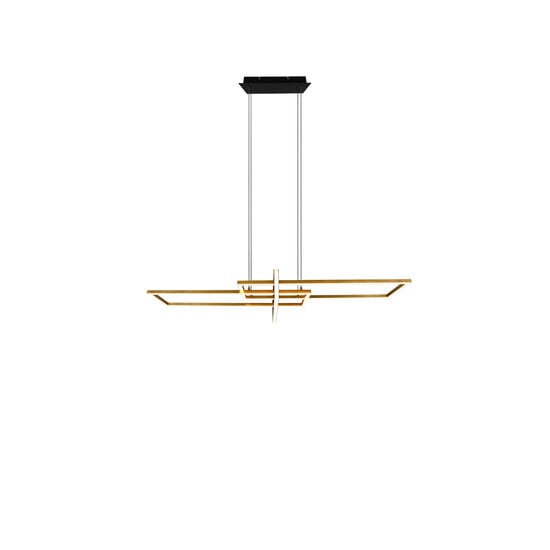 Trio Lighting Salinas, lámpara colgante orientable futurista en latón mate, LED 34W integrado, 3000K, 4200 lúmenes, regulable con interruptor