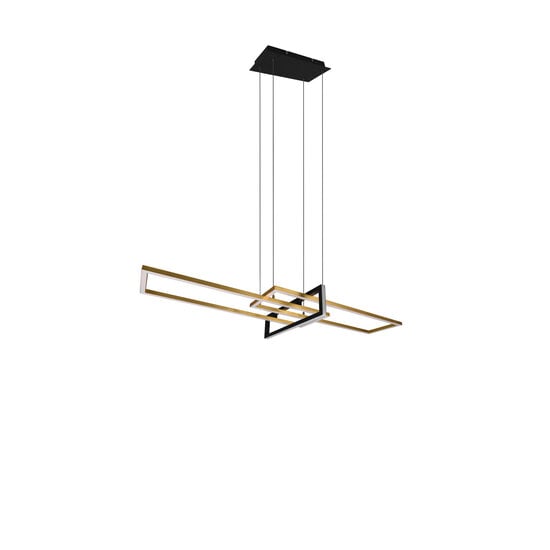 Trio Lighting Salinas, lámpara colgante orientable futurista en latón mate, LED 34W integrado, 3000K, 4200 lúmenes, regulable con interruptor
