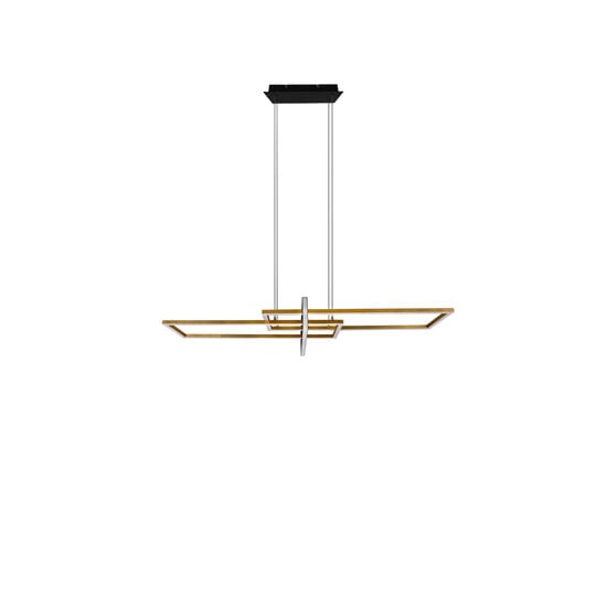 Trio Lighting Salinas, lámpara colgante orientable futurista en latón mate, LED 34W integrado, 3000K, 4200 lúmenes, regulable con interruptor