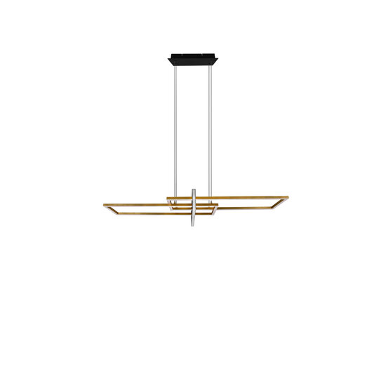 Trio Lighting Salinas, verstellbare futuristische Pendelleuchte in Messing matt, LED 34W integriert, 3000K, 4200 Lumen, dimmbar über Schalter
