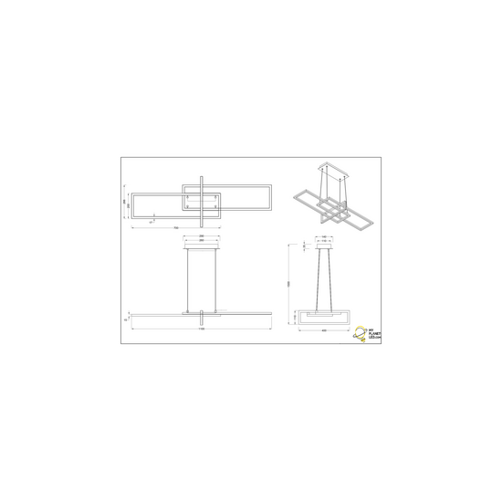 Trio Lighting Salinas, lámpara colgante orientable futurista en latón mate, LED 34W integrado, 3000K, 4200 lúmenes, regulable con interruptor