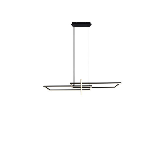 Salinas XXL Hängelampe, verstellbar, mattschwarzes Metall, LED 34W 3000K 4200 Lumen, dimmbar, 110x150x40 cm