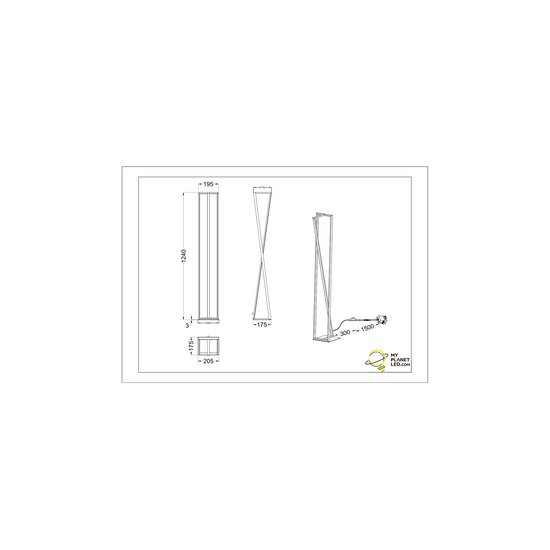 Edge lampadaire LED 1x26W, 2950 lumens, température de couleur réglable 2300-4000K, dimmable, métal, noir mat, 124 cm