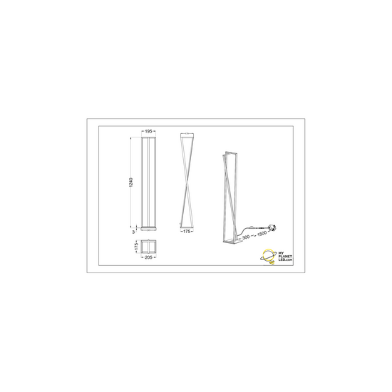 Edge lámpara de pie LED 1x26W, 2950 lúmenes, temperatura de color regulable 2300-4000K, regulable, metal, negro mate, 124 cm