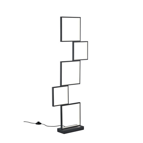 Sorrento LED floor lamp, block-shaped, 125 cm tall, 34W built-in LED 3400 lumen 3000K, dimmable via switch, matt black metal