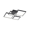 Sorrento LED ceiling light, block-shaped, 24W 3000K warm white, 2400 lumen, matt black metal, 52.5 x 16 x 52.5 cm, dimmable via switch