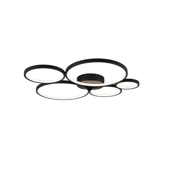 Rondo LED wall/ceiling lamp, round, 59 x 53 cm, 49W 3000K 5800 lumen, matt black, IP20, dimmable via switch