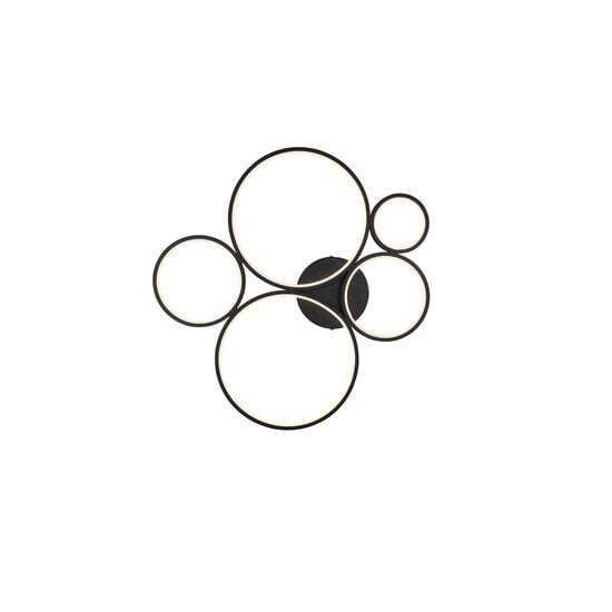 Rondo LED wall/ceiling lamp, round, 59 x 53 cm, 49W 3000K 5800 lumen, matt black, IP20, dimmable via switch