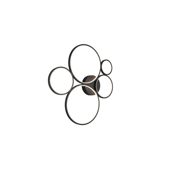Rondo LED Wand-/Deckenleuchte, rund, 59 x 53 cm, 49W 3000K 5800 Lumen, mattschwarz, IP20, dimmbar über Schalter