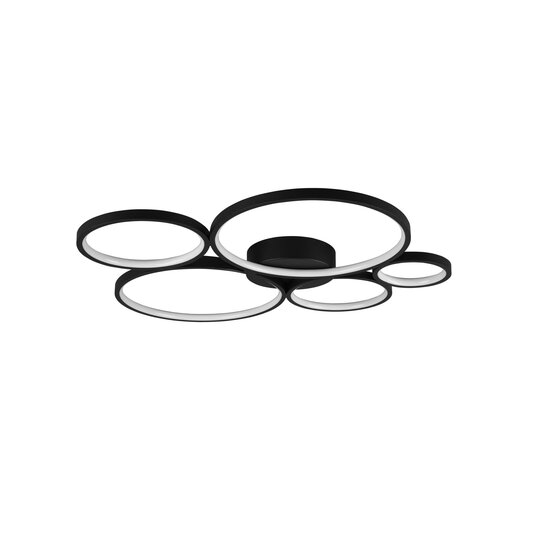Rondo LED Wand-/Deckenleuchte, rund, 59 x 53 cm, 49W 3000K 5800 Lumen, mattschwarz, IP20, dimmbar über Schalter