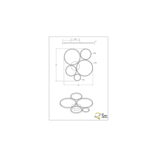 Rondo aplique/plafón LED, redondo, 59 x 53 cm, 49W 3000K 5800 lúmenes, negro mate, IP20, regulable por interruptor