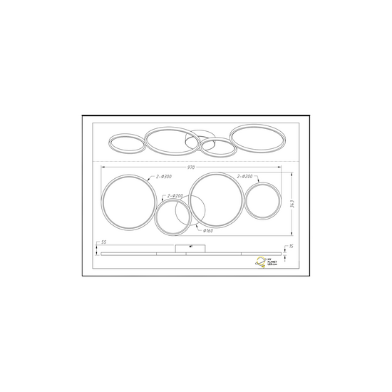 Rondo plafón LED 1x37W, 4800 lúmenes, 3000K blanco cálido, regulable con interruptor, negro mate, 97 cm