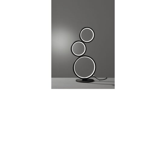 Rondo LED table lamp with rings, 17W SMD LED 1500 lumen, 3000K warm white, matt black, IP20, dimmable via cord dimmer