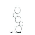 Rondo LED floor lamp with round base, matte black, 36W 3000K, 3200 lumen, 115 cm tall, dimmable via foot dimmer