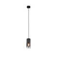 Suspension Smokey avec douille 1xE27, noir mat, armature métallique, hauteur 150 cm, diamètre 10 cm, IP20, ampoule non incluse