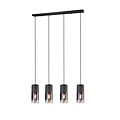 Robin pendant lamp by Trio Lighting, 4x E27 socket, adjustable arms, matt black metal with smoked glass shades, 80.5x150 cm, IP20