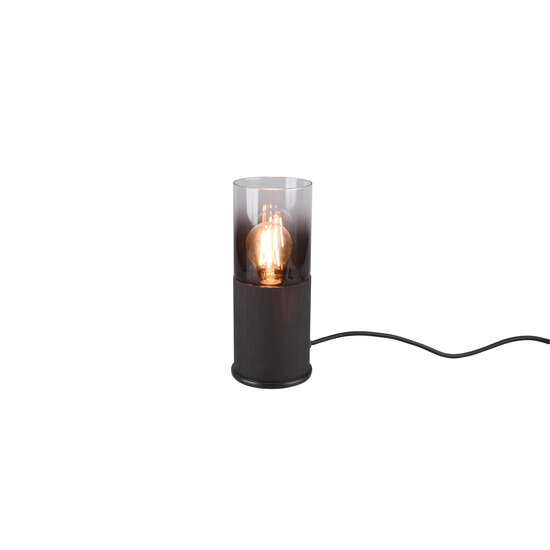 Robin tafellamp E27 metaal mat zwart smokey afwerking, H25,5 x Ø11 cm, max. 40W, IP20