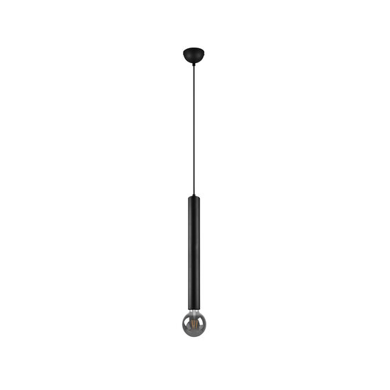 Clermont hanglamp microfoonvorm, metaal mat zwart, 1xE27 max 10W 230V, hoogte 150 cm, diameter 10 cm, IP20