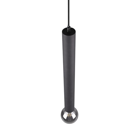 Clermont lámpara colgante con forma de micrófono, metal negro mate, 1xE27 máx. 10W 230V, altura 150 cm, diámetro 10 cm, IP20