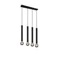 Clermont suspension noir mat en métal, 4x E27 max 10W sans ampoule, 70x150x9 cm, IP20