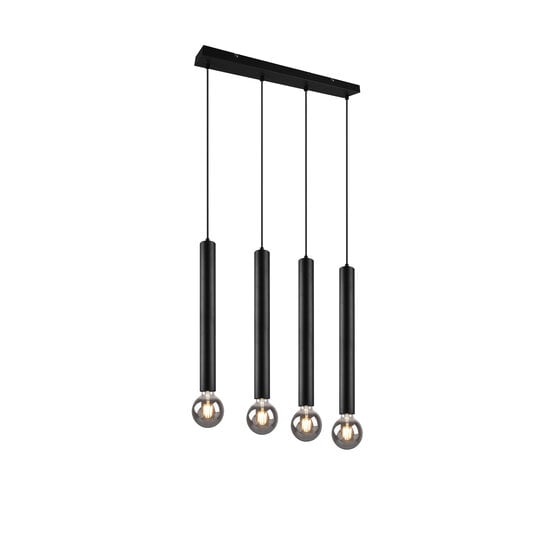 Clermont suspension noir mat en métal, 4x E27 max 10W sans ampoule, 70x150x9 cm, IP20
