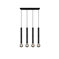 Clermont hanglamp mat zwart metaal, 4x E27 max 10W excl. lichtbron, 70x150x9 cm, IP20