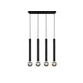 Clermont suspension noir mat en métal, 4x E27 max 10W sans ampoule, 70x150x9 cm, IP20
