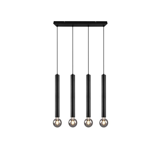 Clermont suspension noir mat en métal, 4x E27 max 10W sans ampoule, 70x150x9 cm, IP20