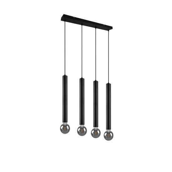 Clermont suspension noir mat en métal, 4x E27 max 10W sans ampoule, 70x150x9 cm, IP20