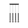 Clermont hanglamp mat zwart metaal, 4x E27 max 10W excl. lichtbron, 70x150x9 cm, IP20