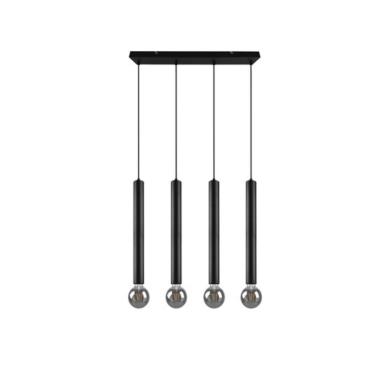 Clermont hanglamp mat zwart metaal, 4x E27 max 10W excl. lichtbron, 70x150x9 cm, IP20
