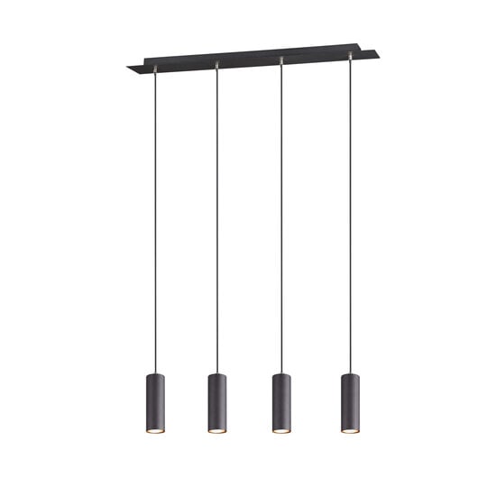 Marley suspension réglable avec 4x douilles GU10, métal noir mat, 75x150 cm, IP20, ampoule non incluse