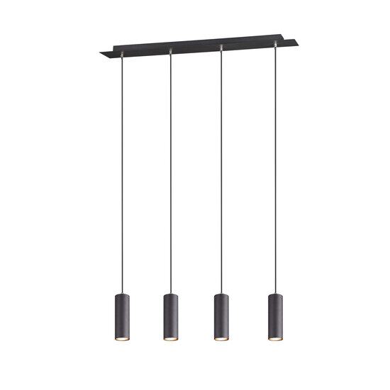 Marley verstelbare hanglamp met 4x GU10 fitting, mat zwart metaal, 75x150 cm, IP20, lichtbron niet inbegrepen