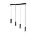 Marley suspension réglable avec 4x douilles GU10, métal noir mat, 75x150 cm, IP20, ampoule non incluse
