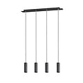Marley lámpara colgante ajustable con 4x portalámparas GU10, metal negro mate, 75x150 cm, IP20, sin bombilla