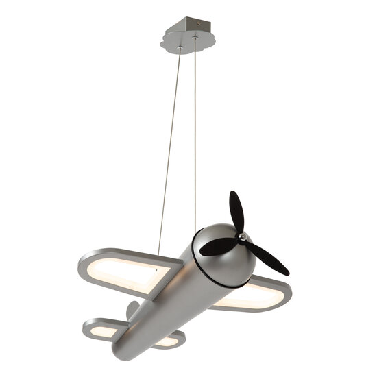 LUCIDE Lucide FOKKER - Hanglamp Kinderkamer - LED - 1x28W 2500K - Grijs ijzer