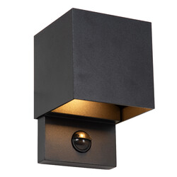 Lucide TADZIO - Wandlamp Binnen/Buiten - LED - CCT - 1x7W 2700K/4000K - IP65 - Bewegingssensor - Zwart - Essential