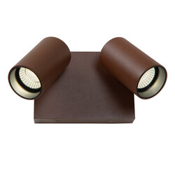 Lucide EMERIC - Wandspot / Wandlamp Binnen/Buiten - LED - CCT - 2x9,5W 2200K/3000K - IP54 - Roest bruin - Essential