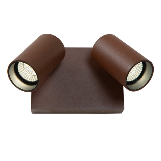 LUCIDE Lucide EMERIC - Wandspot / Wandlamp Binnen/Buiten - LED - CCT - 2x9,5W 2200K/3000K - IP54 - Roest bruin - Essential