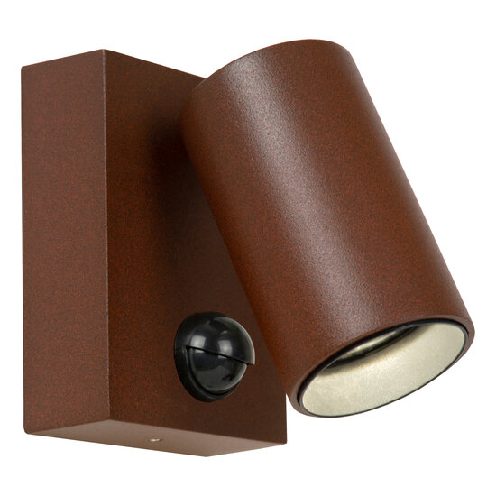 LUCIDE Lucide EMERIC - Wall Spot / Wall Lamp Indoor/Outdoor - LED - CCT - 1x10W 2200K/3000K - IP54 - Motion Sensor - Rust Brown - Essential - Perfect for stylish outdoor lighting.